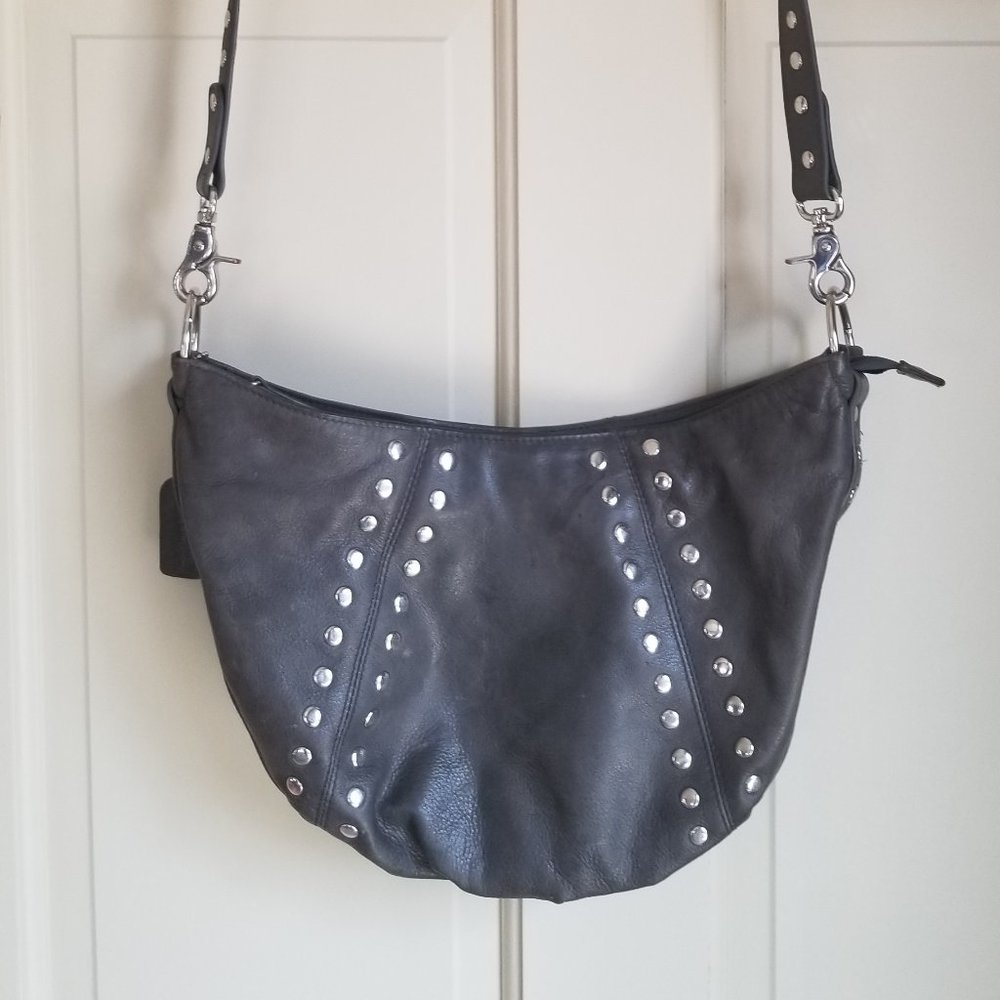 Grey leather crossbody purse La Diva